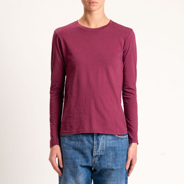 Zeroassoluto-T-shirt girocollo stretto cotone elasticizzato - vino