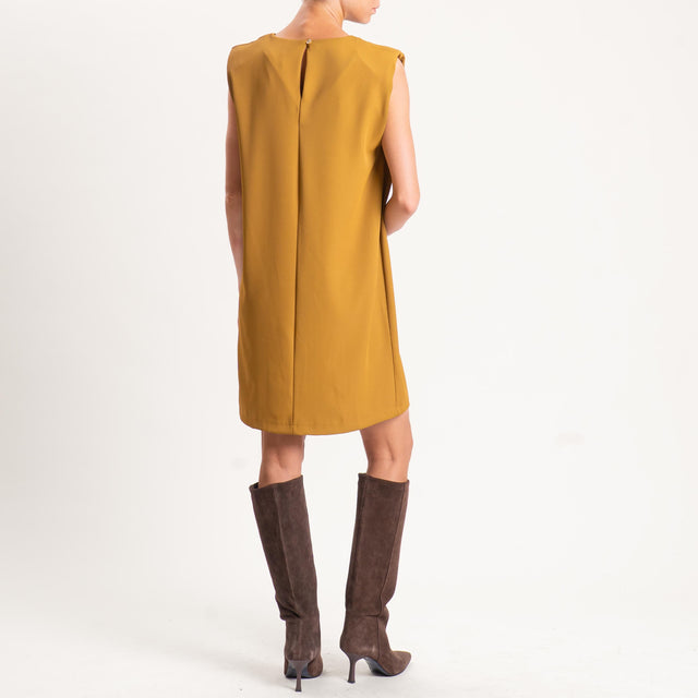 Zeroassoluto-Abito ALICE tessuto fluido con spalli - Senape