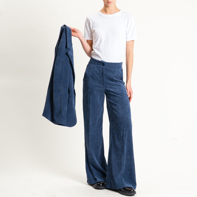 Zeroassoluto- Pantalone ANDY velluto 500 righe - blu