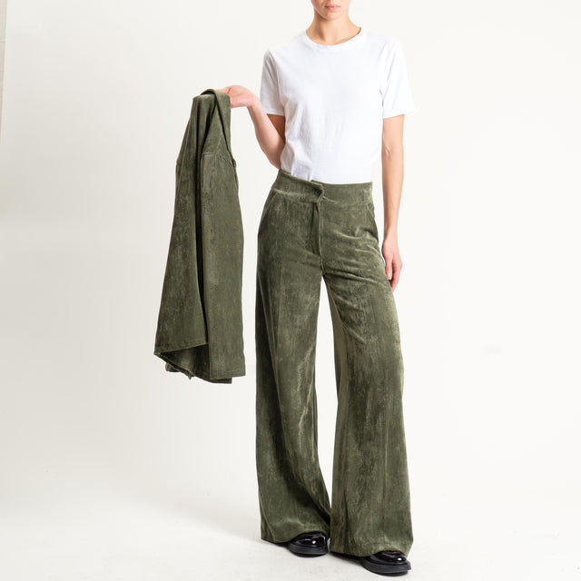 Zeroassoluto- Pantalone ANDY velluto 500 righe - militare