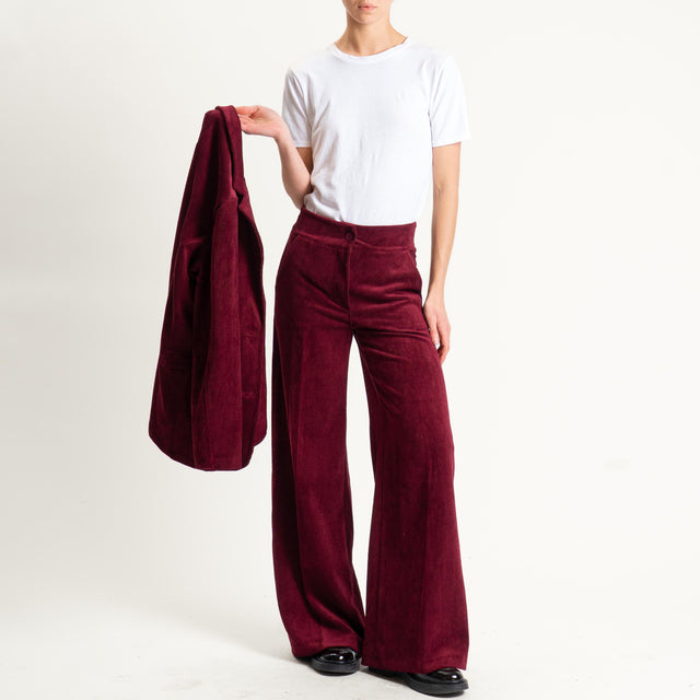 Zeroassoluto- Pantalone ANDY velluto 500 righe - vino