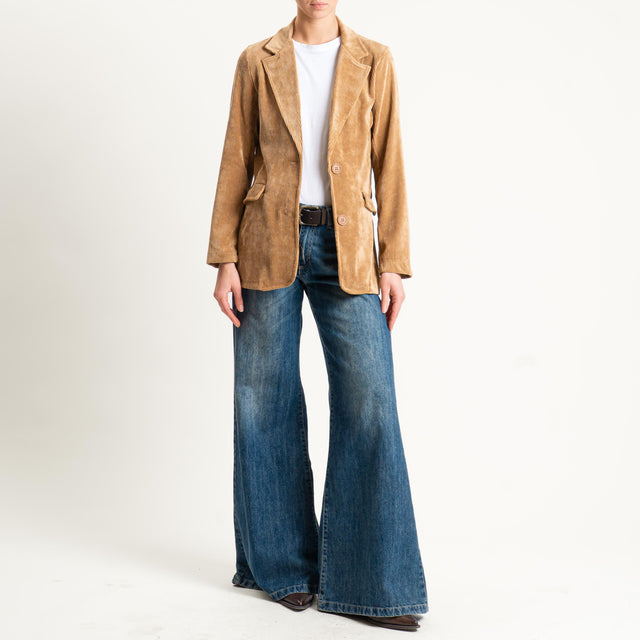 Zeroassoluto-Giacca ANGY velluto 500 righe tessuto elasticizzato - camel