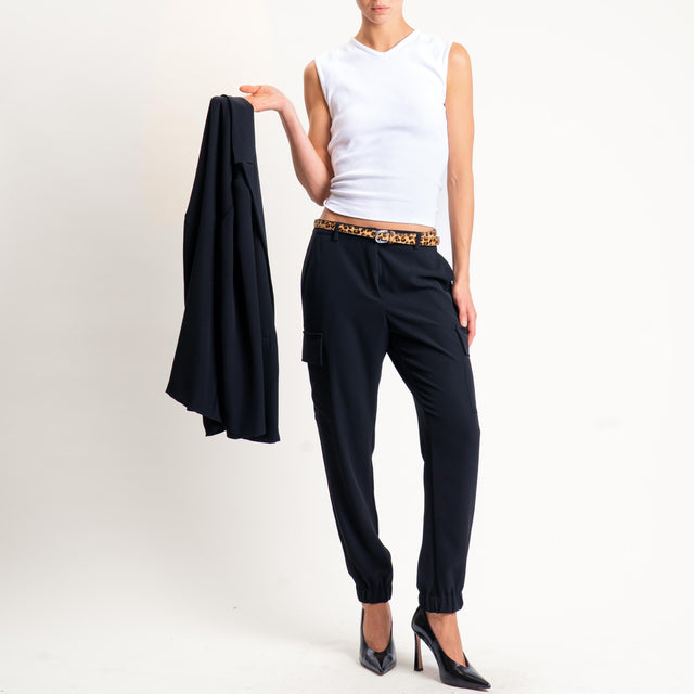 Zeroassoluto-Pantalone BEAUTY cargo tessuto fluido - nero