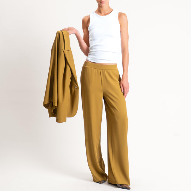 Zeroassoluto-Pantalone BELLE tessuto fluido - Senape