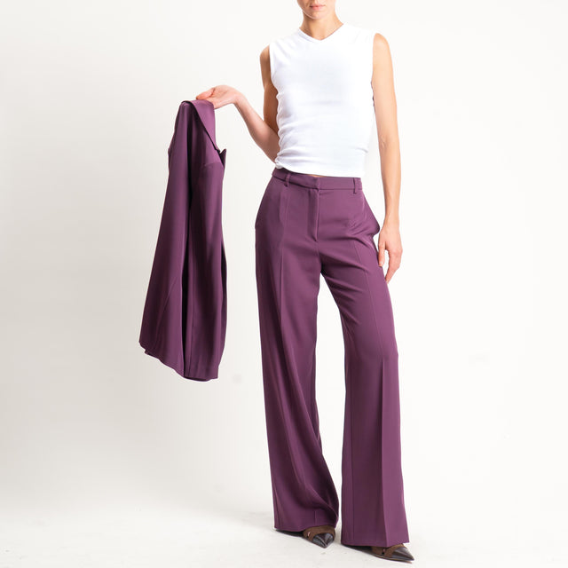 Zeroassoluto-Pantalone BERYL palazzo tessuto fluido - barolo