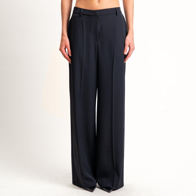 Zeroassoluto-Pantalone BERYL palazzo tessuto fluido - nero