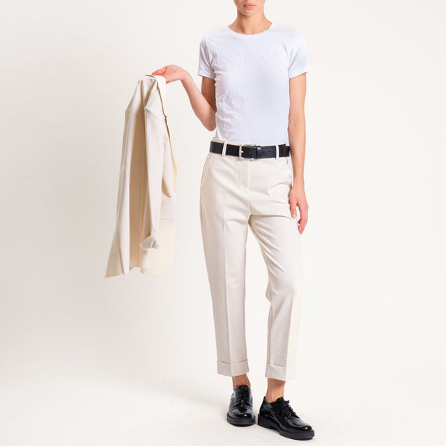 Zeroassoluto-Pantalone BETTY punto milano elastico - gesso