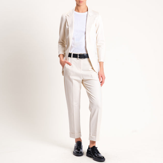 Zeroassoluto-Pantalone BETTY punto milano elastico - gesso