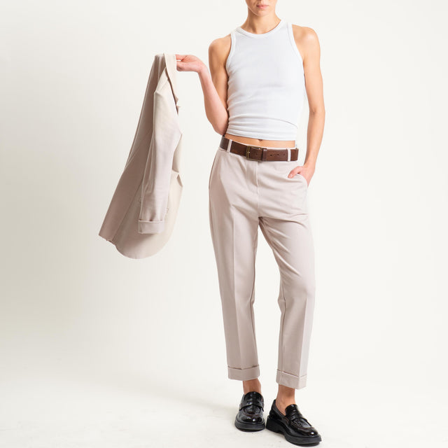 Zeroassoluto-Pantalone BETTY punto milano elastico - sand
