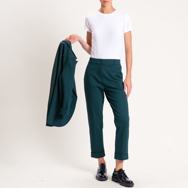 Zeroassoluto-Pantalone BETTY punto milano elastico - verde bottiglia
