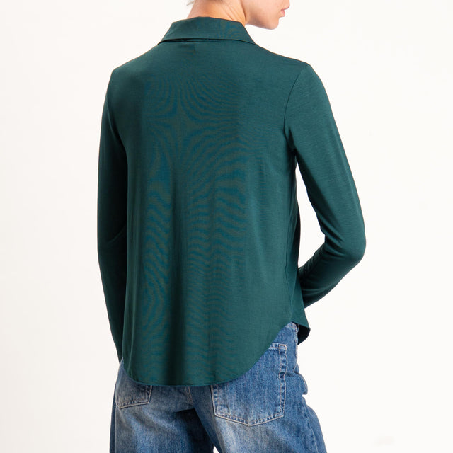 Zeroassoluto-Camicia CARLY in jersey - verde bottiglia