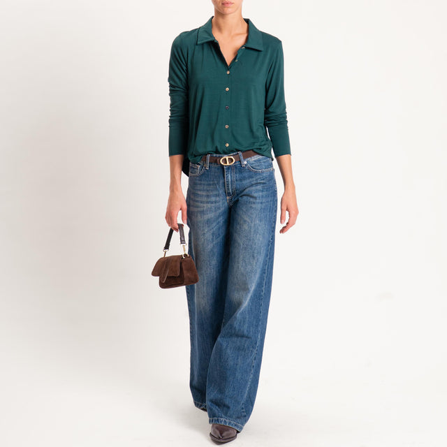 Zeroassoluto-Camicia CARLY in jersey - verde bottiglia