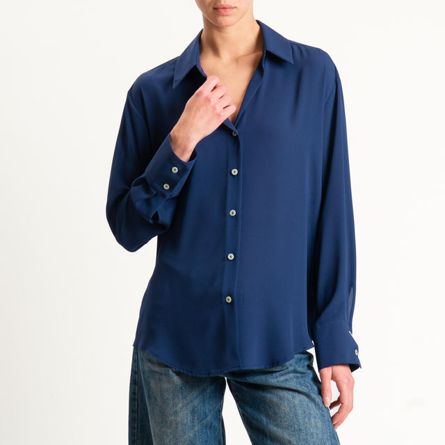 Zeroassoluto-Camicia CLAY MANO SETA - blu notte
