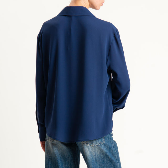 Zeroassoluto-Camicia CLAY MANO SETA - blu notte