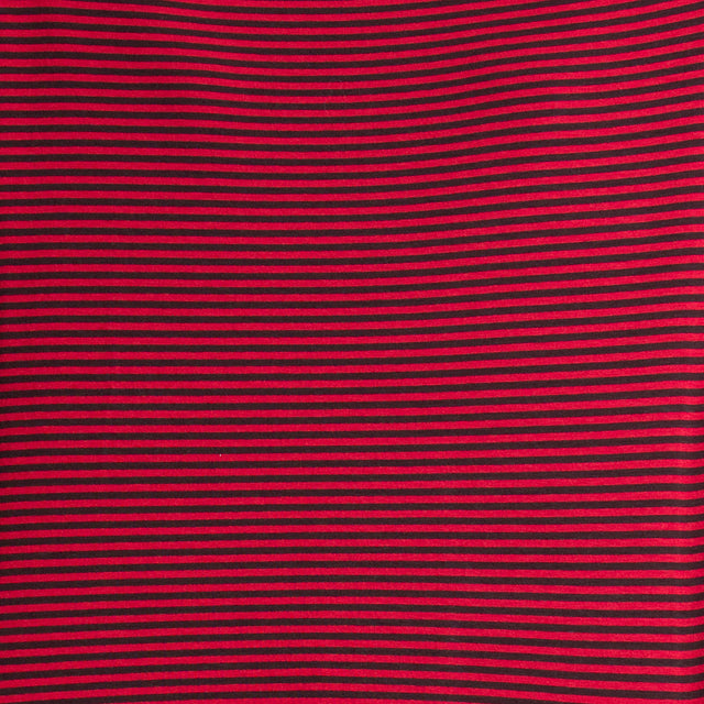 Zeroassoluto-T-shirt girocollo righe in jersey - cherry/nero