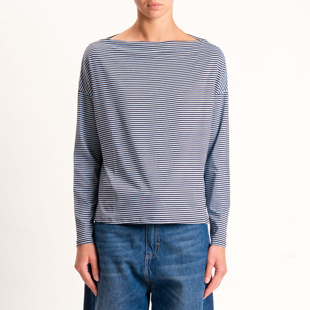 Zeroassoluto-T-shirt CLOE righe in jersey - cielo/moro