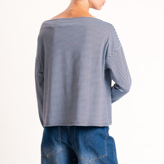 Zeroassoluto-T-shirt CLOE righe in jersey - cielo/moro