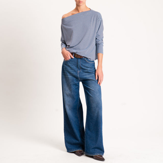 Zeroassoluto-T-shirt CLOE righe in jersey - cielo/moro
