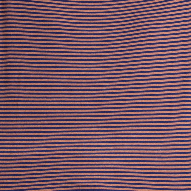 Zeroassoluto-T-shirt girocollo righe in jersey - cuoio/blu
