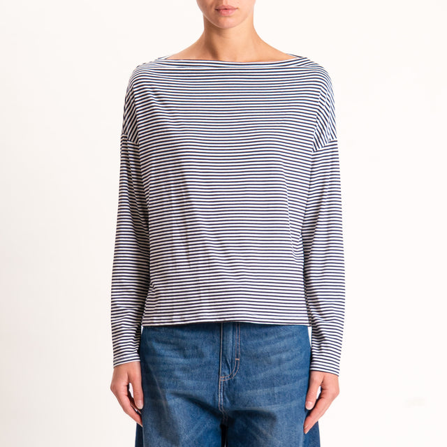Zeroassoluto-T-shirt CLOE righe in jersey - latte/moro