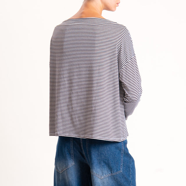 Zeroassoluto-T-shirt CLOE righe in jersey - latte/moro