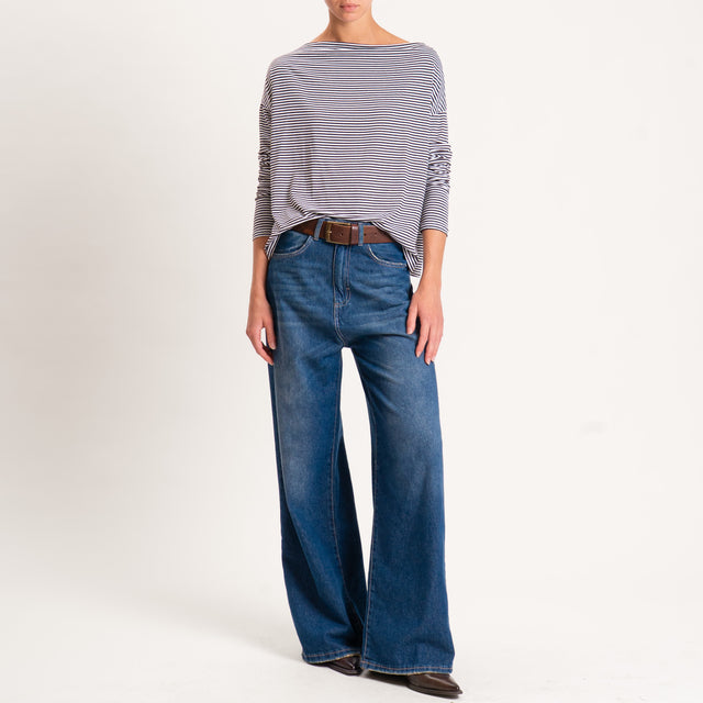 Zeroassoluto-T-shirt CLOE righe in jersey - latte/moro