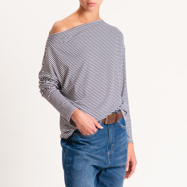 Zeroassoluto-T-shirt CLOE righe in jersey - latte/moro