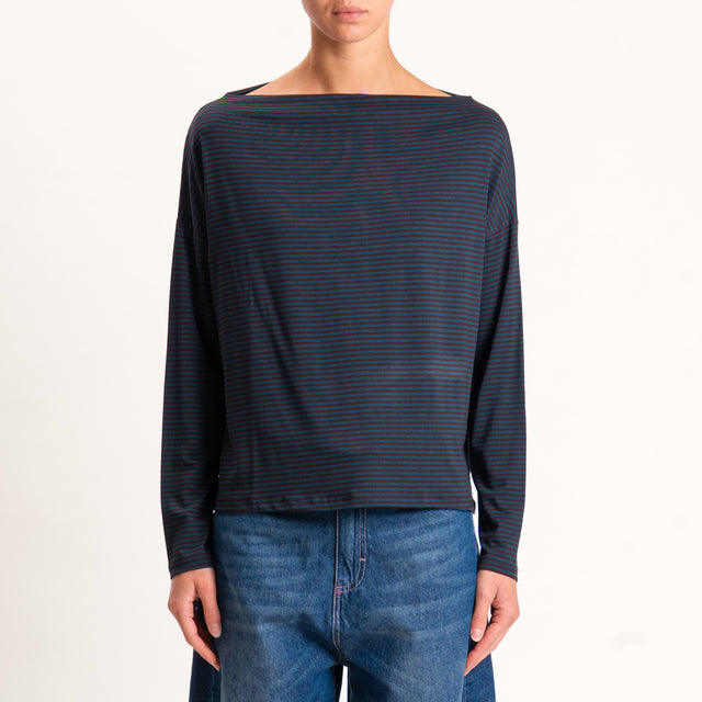 Zeroassoluto-T-shirt CLOE righe in jersey - ottanio/moro