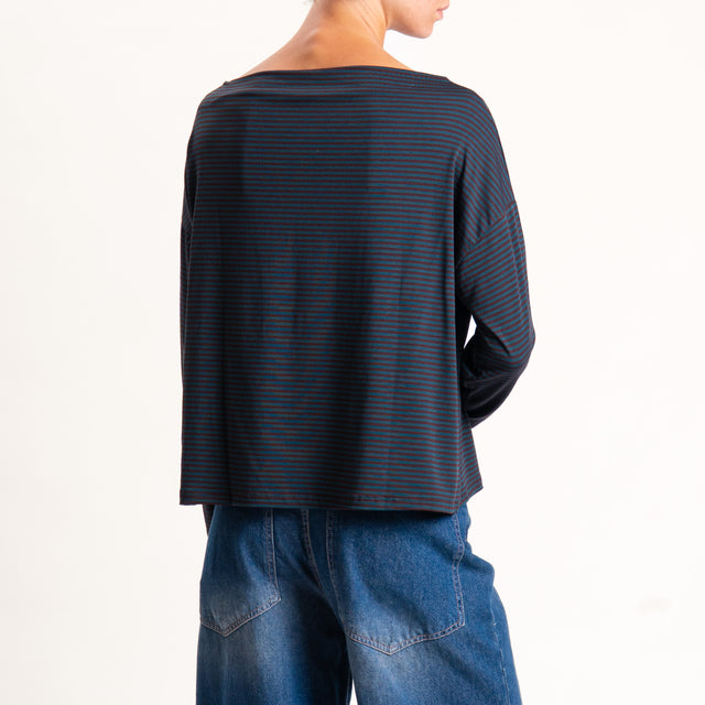 Zeroassoluto-T-shirt CLOE righe in jersey - ottanio/moro