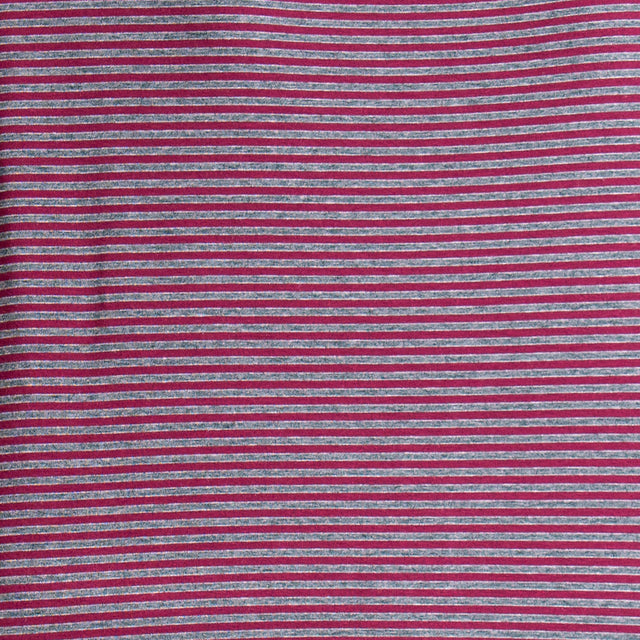 Zeroassoluto-T-shirt girocollo righe in jersey - vino/grigio melange