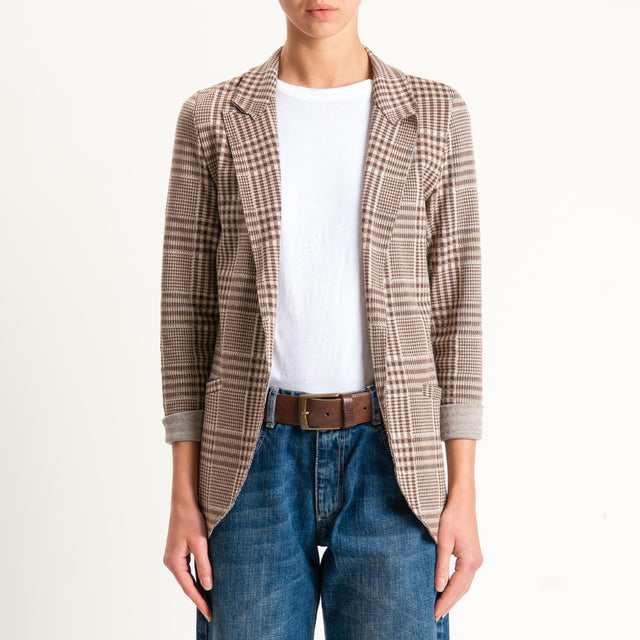 Zeroassoluto-Giacca JIN elasticizzata - check choco/sand