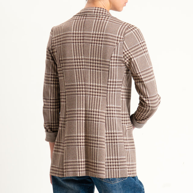 Zeroassoluto-Giacca JIN elasticizzata - check choco/sand