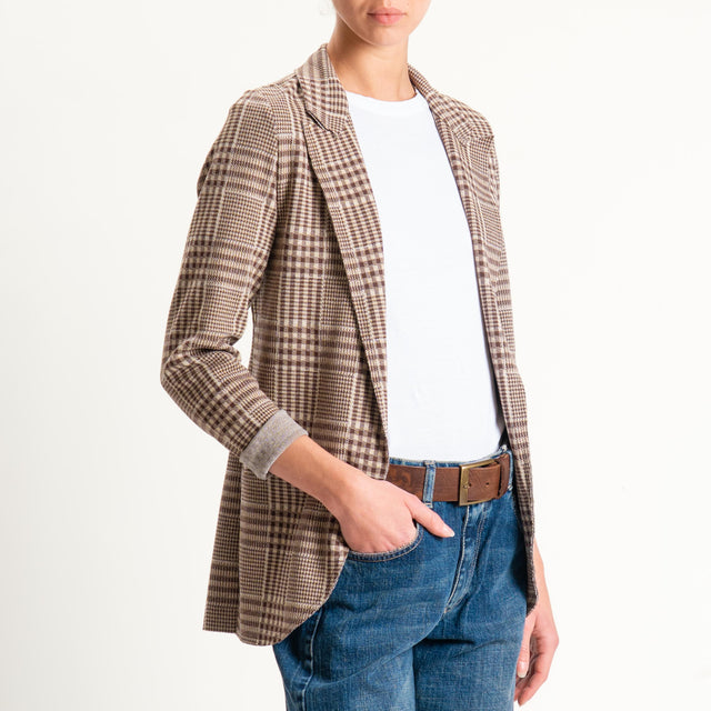 Zeroassoluto-Giacca JIN elasticizzata - check choco/sand