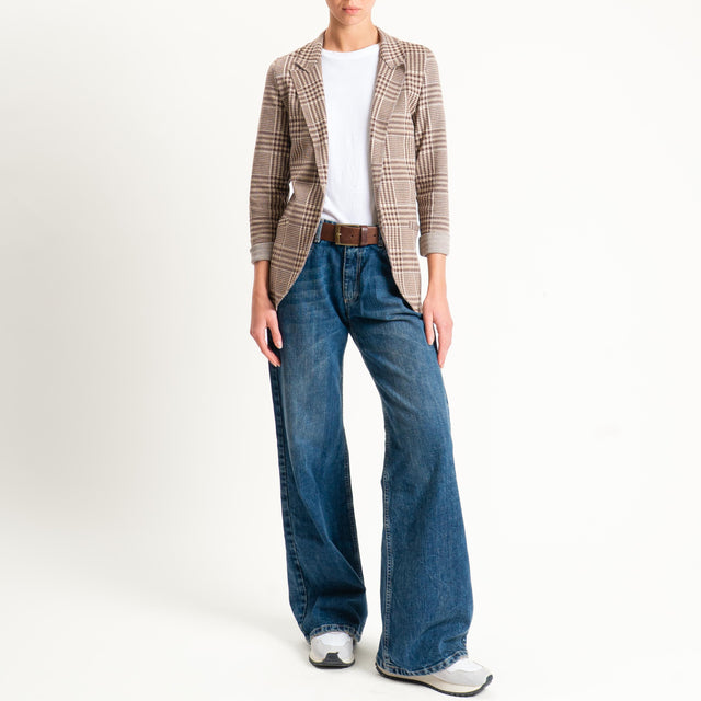 Zeroassoluto-Giacca JIN elasticizzata - check choco/sand