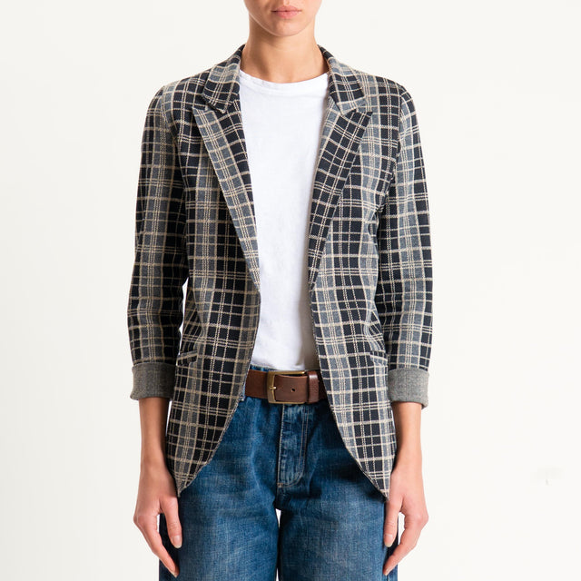 Zeroassoluto-Giacca JIN elasticizzata - check nero/grigio/sand