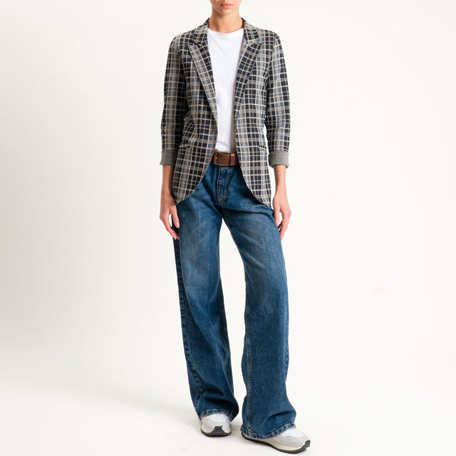 Zeroassoluto-Giacca JIN elasticizzata - check nero/grigio/sand