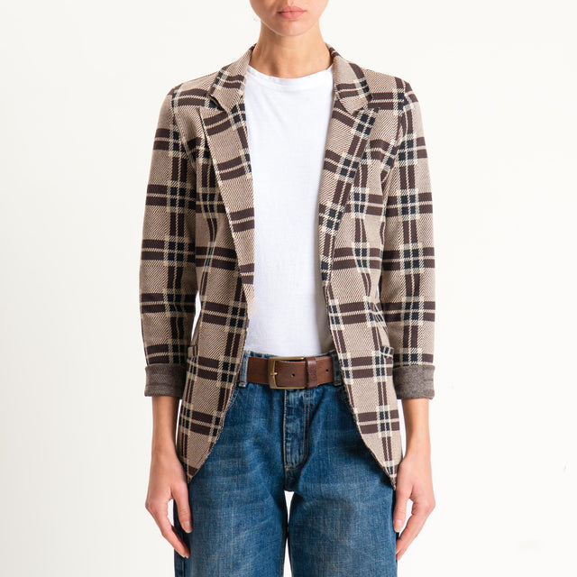 Zeroassoluto-Giacca JIN elasticizzata - check sand/choco/nero