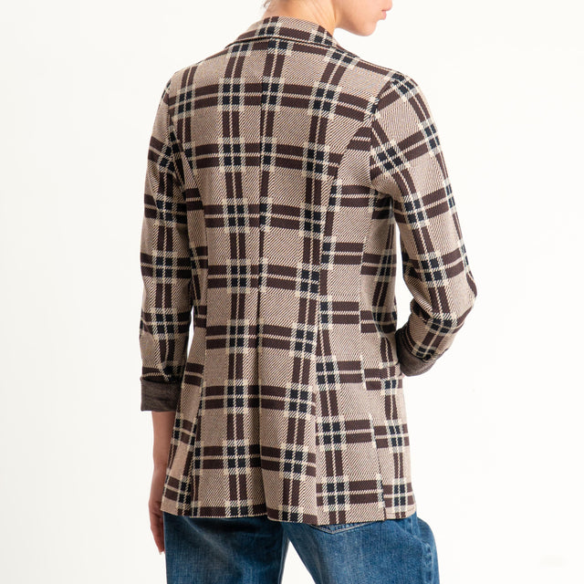 Zeroassoluto-Giacca JIN elasticizzata - check sand/choco/nero