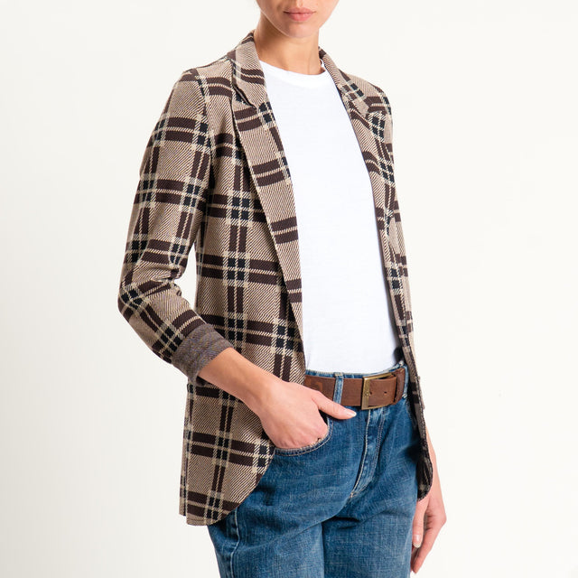 Zeroassoluto-Giacca JIN elasticizzata - check sand/choco/nero