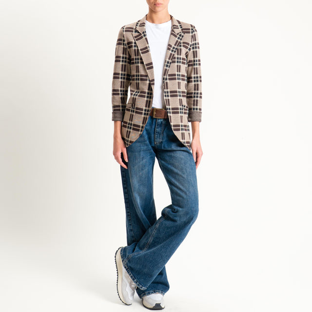 Zeroassoluto-Giacca JIN elasticizzata - check sand/choco/nero