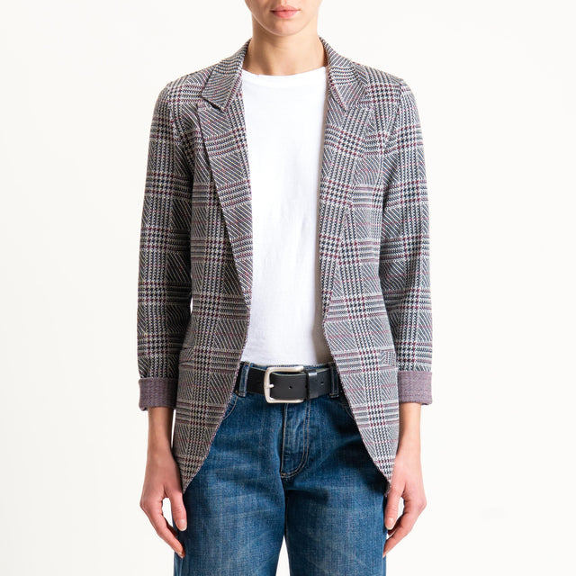 Zeroassoluto-Giacca JIN elasticizzata - principe di galles grigio/vino/nero