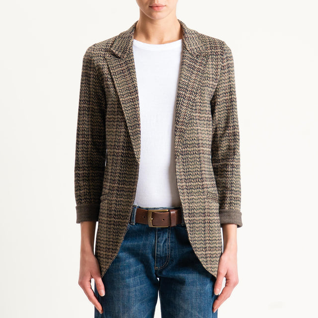 Zeroassoluto-Giacca JIN elasticizzata - principe di galles militare/moro/sand