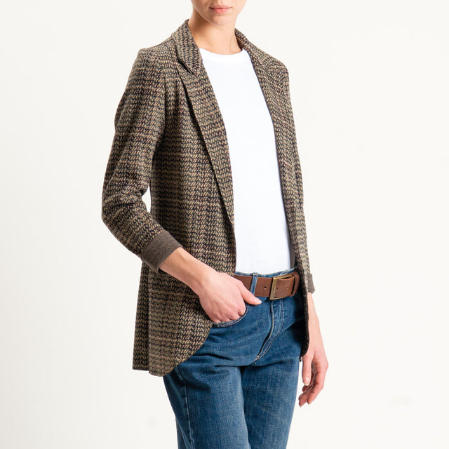 Zeroassoluto-Giacca JIN elasticizzata - principe di galles militare/moro/sand