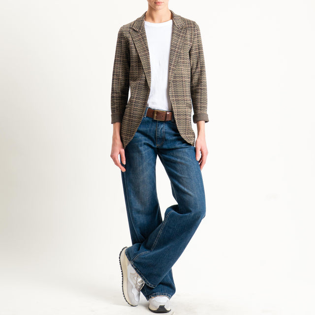 Zeroassoluto-Giacca JIN elasticizzata - principe di galles militare/moro/sand