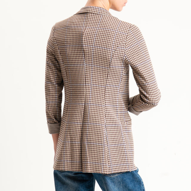 Zeroassoluto-Giacca JIN elasticizzata - pied de poule sand/choco/latte