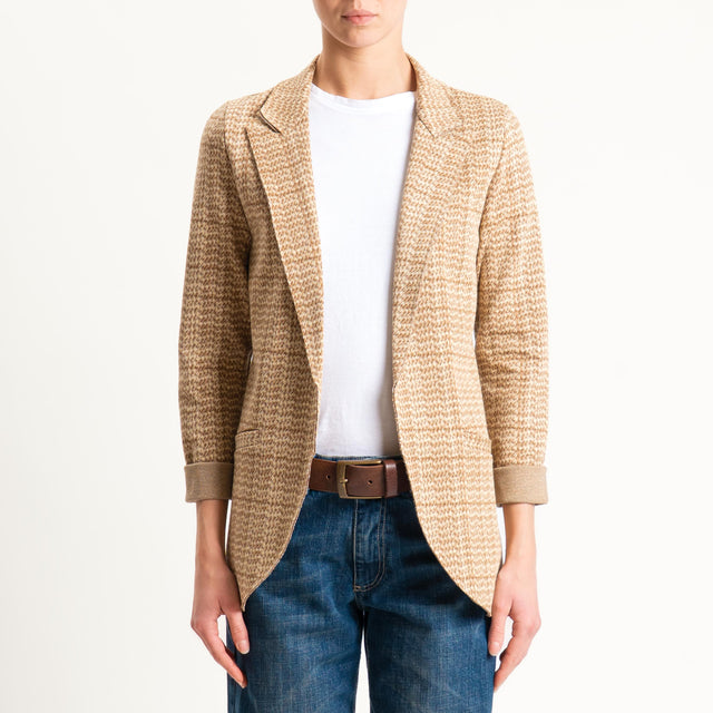 Zeroassoluto-Giacca JIN elasticizzata - principe di galles sand/biscotto/camel