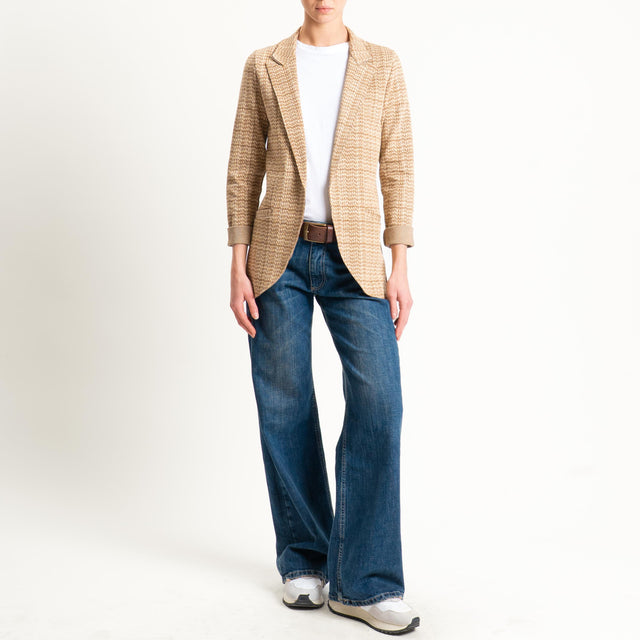 Zeroassoluto-Giacca JIN elasticizzata - principe di galles sand/biscotto/camel