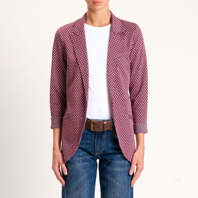 Zeroassoluto-Giacca JIN elasticizzata - fiore lurex vino/rosa