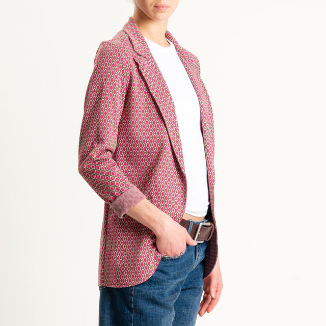 Zeroassoluto-Giacca JIN elasticizzata - ovale oliva/pink/latte