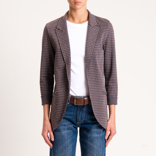 Zeroassoluto-Giacca JIN elasticizzata - pied de poule lurex grigio/moro